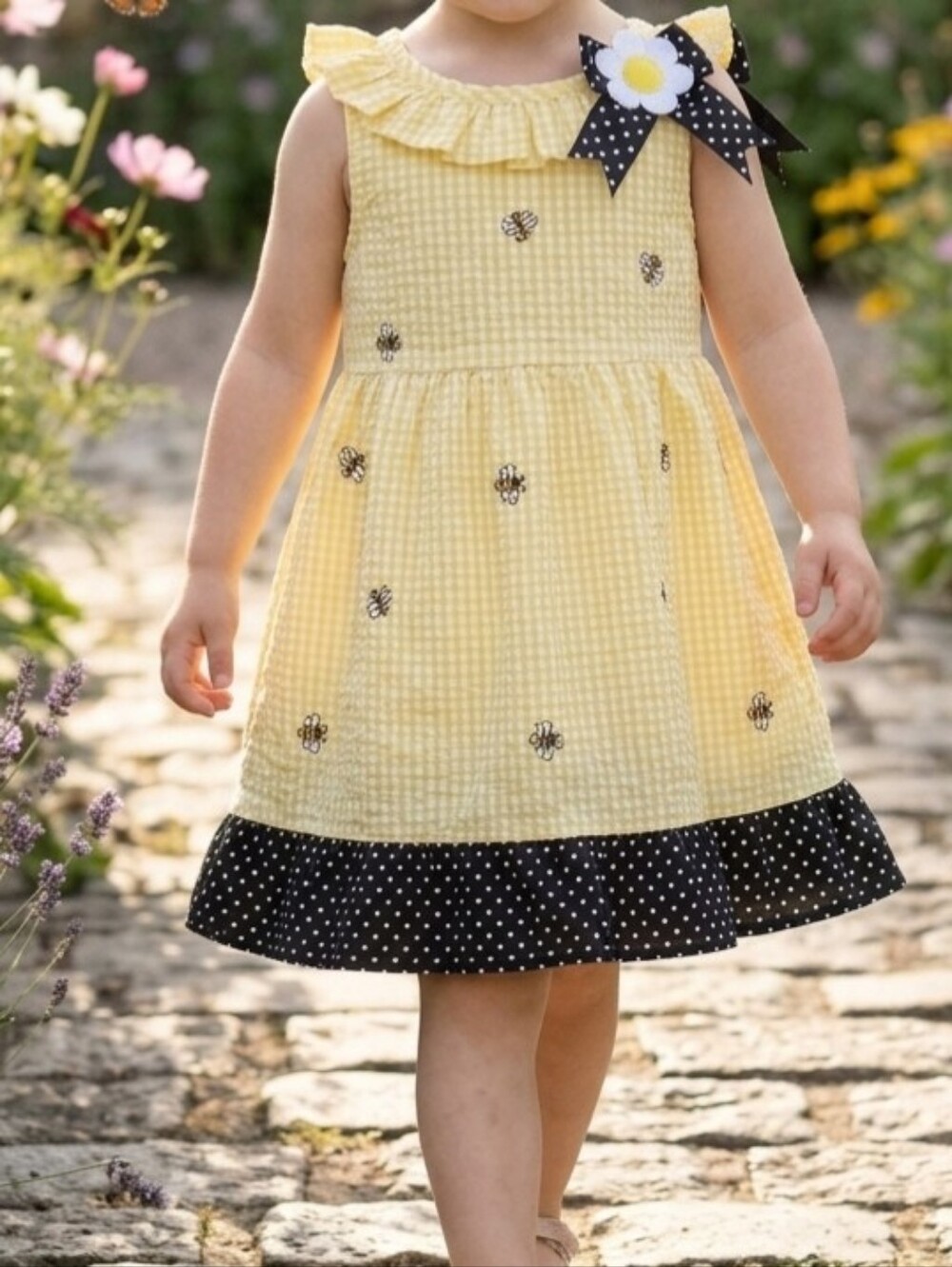 Counting Daisies Yellow Gingham Bee Tutu Dress
